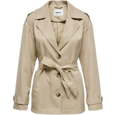 Polyester Coats Only Line Trenchcoat - White/Humus