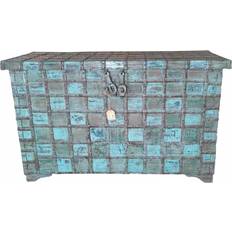 Alexandra House Living Iron Acacia Mango Blue Chest 130x86cm