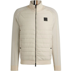 Hugo Boss Beige Jackets Hugo Boss H-Esfero Logo Badge Zip Up Jacket - Natural