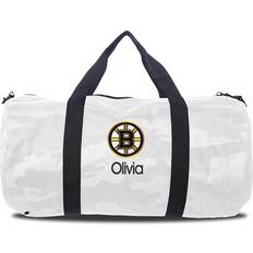 Chad & Jake Boston Bruins White Camo Print Personalized Duffel Bag