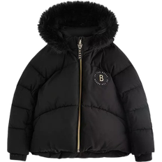 Ted Baker Kid's Faux Fur Hood Logo Coat - Black