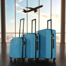 Neo 3 Piece Hard Shell Luggage Suitcase Set Bright Blue 3 Pack