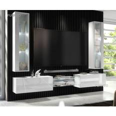 Shelves Wall Cabinets Furneo White Floating Tv Unit High Gloss Matt Living Room Set Art01/02 Wall Cabinet