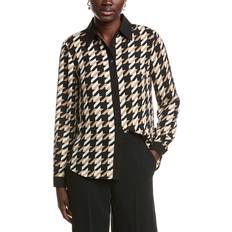 Anne Klein Women's Contrast Trim Check Print Shirt - Anne Black