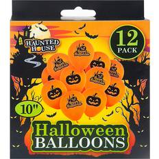 PMS Latex Balloons Halloween Printed Spooky Pumpkin Orange/Black 12-pack