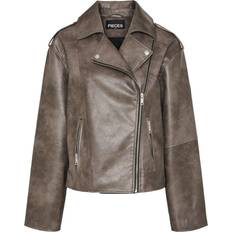 Pieces Sadie Faux Leather Jacket - Chicory Coffee