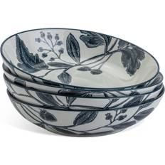 Habitat Floral Porcelain 4 Piece Pasta - Navy Serving Bowl