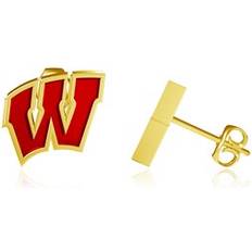 Dayna Designs Wisconsin Badgers Gold-Plated Enamel Post Earrings