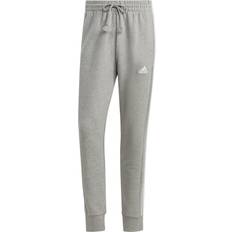 Adidas Essentials French Terry Tapered Cuff 3 Stripes Joggers - Medium Grey Heather/White