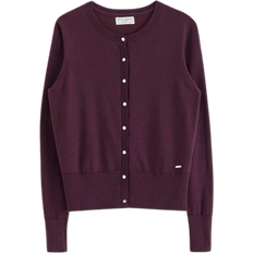 S - Women Cardigans Lindex Fine Knit Cardigan - Dark Lilac