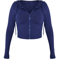 PrettyLittleThing Shape Sculpted Zip Through Hoodie - Navy