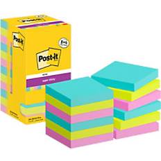 Post-it Super Sticky Notes Square 76 x 76 mm Plain Assorted 654-SSCOS-P8+4 90 Sheets Value Pack 8 + 4 Free