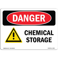 Red Workplace Signs SignMission OS-DS-A-1218-L-1060 12 x 18 in. OSHA Danger Sign - Chemical Storage