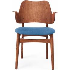 Oak Kitchen Chairs Warm Nordic Gesture Upholstered Seat Sea Blue-Oiled Teak Oak Legs Kitchen Chair