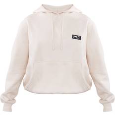 Clothing PrettyLittleThing Petite Badge Detail Oversize Hoodie - Cream