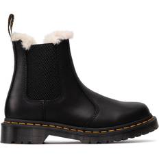 Women Boots Dr. Martens 2976 Women's Faux Fur Lined Chelsea Boots - Black Burnished Wyoming