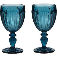 Dibor Set of 2 Luxury Embossed Blue Glasses 280 ml Wine Glass