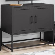 Steel Benches vidaXL Cabinet TV Stand Media Unit Centre Black Steel TV Bench