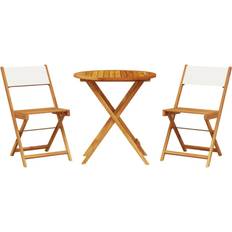 Garden & Outdoor Furniture 3 Piece Cream White Fabric and Solid Wood Bistro Set, 1 Table incl. 2 Chairs