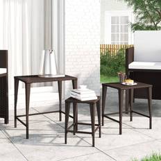 Garden & Outdoor Furniture vidaXL Garten-Satztische 3 Stk. Braun Poly Rattan Lounge-Set, Bord inkl. 2 Stolar