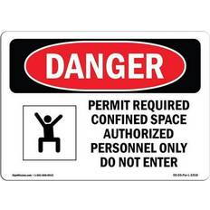 Red Workplace Signs SignMission OS-DS-A-1218-L-1918 12 x 18 in. OSHA Danger Sign - Permit Required Confined