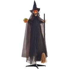 Party Supplies Homcom Party Decorations Witch with Broomstick Brown