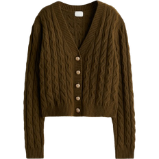 H&M Cable Knit Cardigan - Dark Khaki Green