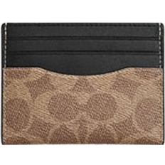 Coach Slim Id Card Case - Signature Canvas/Tan & Black