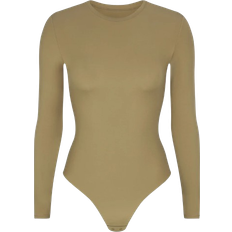 SKIMS Long Sleeve Crew Neck Bodysuit - Khaki