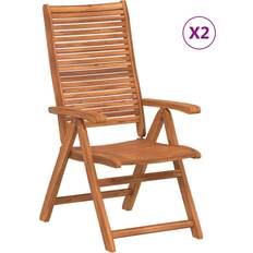 Garden & Outdoor Furniture Reclining Folding Garden Chairs 2 pcs Solid Wood Acacia