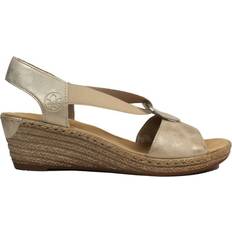 Rieker Women Heeled Sandals Rieker 624h6 Namur Wedge Heel Sandals - Gold/Beige