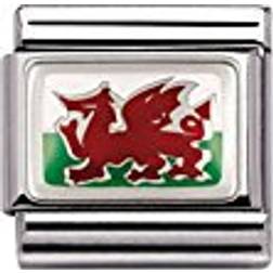 Nomination Composable Classic Link Wales Flag Charm - Silver/White/Green/Red