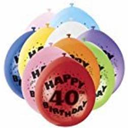 Unique Party 40th Happy Birthday Latex Balloons 10-pack