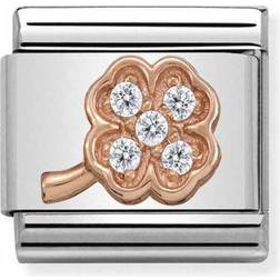Nomination Composable Classic Link Clover Charm - Silver/Rose Gold/White