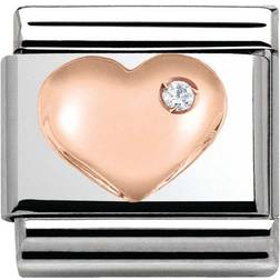Nomination Composable Classic Link Rose Gold Heart Charm - Silver/Rose Gold/White