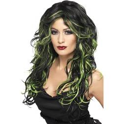 Smiffys Gothic Bride Wig Green & Black