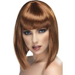 Smiffys Glam Short Wig Brown with Fringe