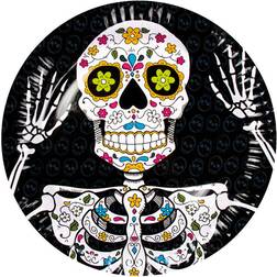 Boland Plates Paper Platter Dia de Los Muertos Black 6-pack