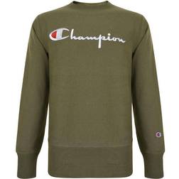 Champion Script Logo Reverse Weave Sweatshirt Khaki