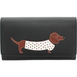 Mala Leather Best Friends Sausage Dog Flap Over Purse - Black