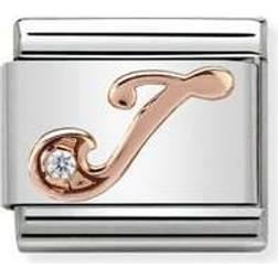 Nomination Composable Classic Link Letter J Stainless Steel/Rose Gold Charm w. Cubic Zirconia (430310 10)
