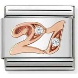 Nomination Composable Classic Link Number 21 Charm - Silver/Rose Gold/White