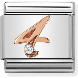 Nomination Composable Classic Link Number 4 Charm - Silver/Rose Gold/White