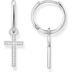 Thomas Sabo Cross Earrings - Silver/White