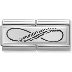 Nomination Composable Classic Feather Infinity Double Link Charm - Silver/Black