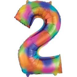 Amscan Foil Balloon SuperShape Number 2 Rainbow Splash