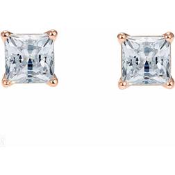 Swarovski Attract Pierced Earrings - Rose Gold/White