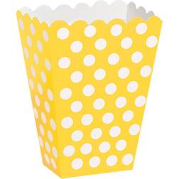 Unique Party Popcorn Box Yellow/White 8-pack