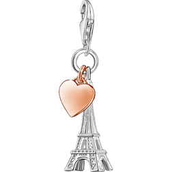 Thomas Sabo Charm Club Eiffel Tower with Heart Charm Pendant - Silver/Rose Gold