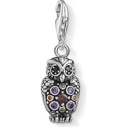 Thomas Sabo Charm Club Sparkling Owl Charm Pendant - Silver/Multicolour